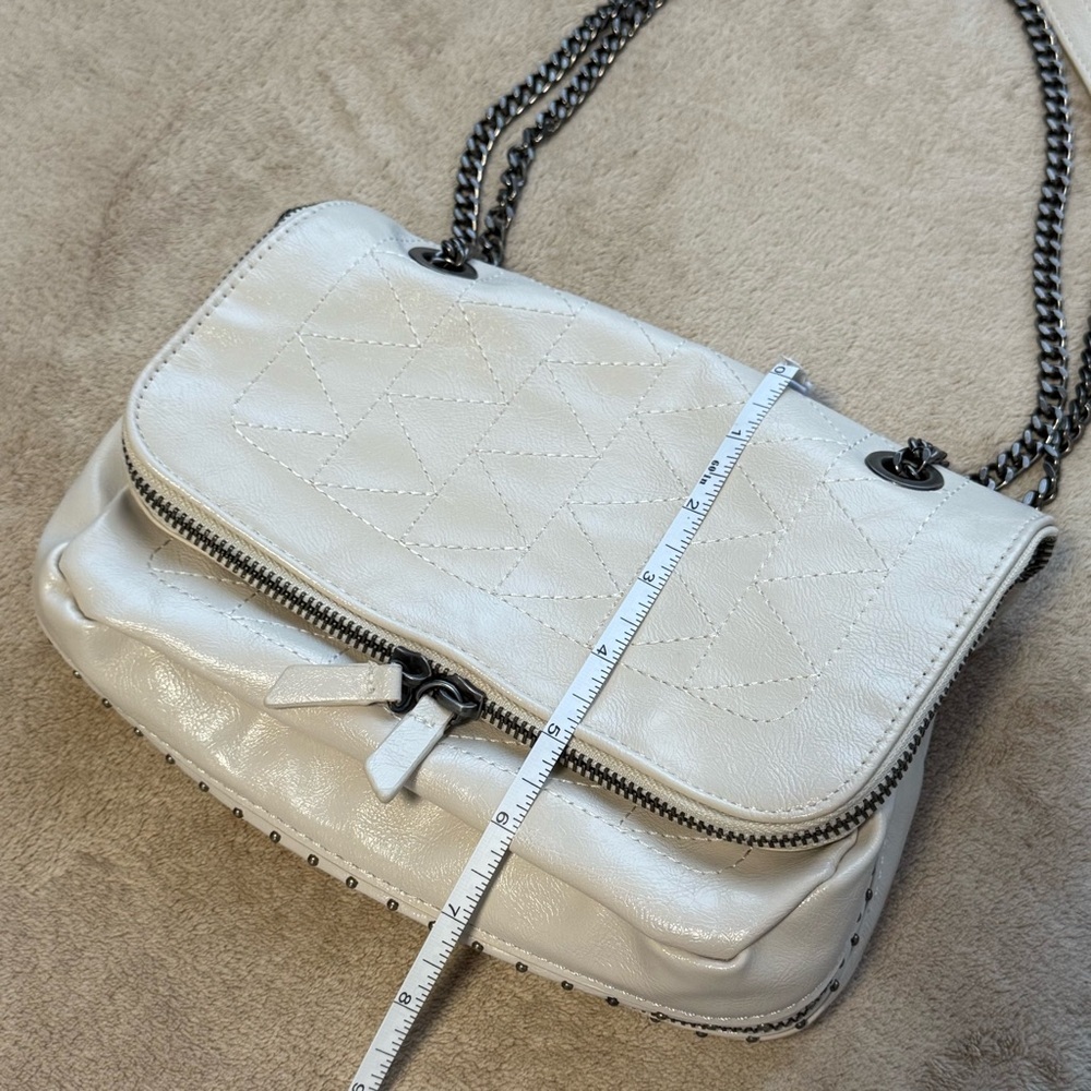 ZARA Cream Quilted Chain-Handle Shoulder Bag - Picture 4 of 12